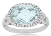 LARGE 4.18CT DIAMOND & AAA AQUAMARINE 14K WHITE GOLD OVAL & ROUND LOVE KNOT RING