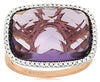 LARGE 10.17CT DIAMOND & AAA AMETHYST 14KT ROSE GOLD 3D CUSHION & ROUND FUN RING