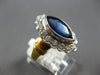 LARGE 3.19CT DIAMOND & AAA SAPPHIRE 18K 2 TONE GOLD 3D FLORAL ENGAGEMENT RING