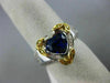 ESTATE LARGE 1.78CT DIAMOND & AAA SAPPHIRE 18K 2 TONE GOLD HEART ENGAGEMENT RING
