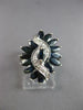 LARGE 2.10CT DIAMOND & AAA SAPPHIRE 14KT WHITE GOLD ROUND & MARQUISE FLOWER RING