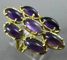 ANTIQUE LARGE 14CT AAA AMETHYST 14KT YELLOW GOLD 3D HANDCRAFTED FLOWER FUN RING