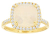 LARGE 2.90CT DIAMOND & AAA OPAL 14K YELLOW GOLD CUSHION & ROUND SQUARE HALO RING