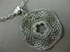 ANTIQUE .20CT DIAMOND 14K WHITE GOLD FILIGREE 5 CLOVER FLOWER FLOATING PENDANT
