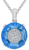 8.12CT DIAMOND & AAA BLUE TOPAZ 14KT WHITE GOLD ETOILE CLUSTER FLOATING PENDANT