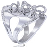 EXTRA LARGE .81CT DIAMOND 14KT WHITE GOLD DOUBLE KNOT CRISS CROSS BOW SHAPE RING