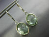 5.20CT AAA GREEN AMETHYST 14KT WHITE GOLD OVAL BEZEL LEVER BACK HANGING EARRINGS