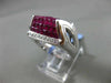 ESTATE LARGE 5.42CT DIAMOND & RUBY 18KT WHITE GOLD 3D FLEUR DE LIS FILIGREE RING