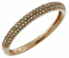 .20CT DIAMOND 14KT ROSE GOLD CLASSIC 3 ROW ROUND SEMI ETERNITY ANNIVERSARY RING