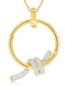 .22CT DIAMOND 14KT YELLOW GOLD CIRCLE OF LIFE DOUBLE SWIRL FUN FLOATING PENDANT