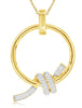 .22CT DIAMOND 14KT YELLOW GOLD CIRCLE OF LIFE DOUBLE SWIRL FUN FLOATING PENDANT
