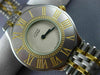 ESTATE CARTIER .10CT SAPPHIRE 18K GOLD & STAINLESS STEEL 3D LADIES WATCH #26488