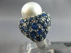 EXTRA LARGE 10.38CT DIAMOND & AAA SAPPHIRE & SOUTH SEA PEARL 18K WHITE GOLD RING