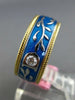.08CT DIAMOND & BLUE ENAMEL 18K YELLOW GOLD MULTI LEAF ETERNITY ANNIVERSARY RING