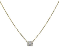 .33CT DIAMOND 18KT YELLOW GOLD ROUND & BAGUETTE SQUARE RECTANGULAR LOVE NECKLACE
