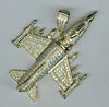 ESTATE LARGE 2.25CT DIAMOND 14KT WHITE GOLD 3D FIGHTER JET FUN FLOATING PENDANT