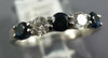.75CT DIAMOND & SAPPHIRE 14K WHITE GOLD 3D SHARED PRONG 5 STONE ANNIVERSARY RING