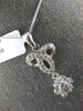 ESTATE .27CT DIAMOND 14KT WHITE GOLD FLOWER TEAR DROP FILIGREE FLOATING PENDANT