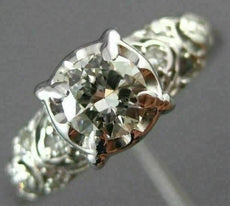 ANTIQUE .50CT OLD MINE DIAMOND 14KT WHITE GOLD FISHTAIL ENGAGEMENT RING #23339