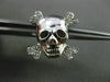 ESTATE .20CT DIAMOND 14KT WHITE GOLD PIRATE SKULL SCREW BACK STUD EARRINGS F/G
