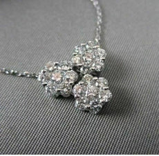 ANTIQUE 1.14CT ROUND CUT DIAMOND 14KT WHITE GOLD CLASSIC TRIPLE FLOWER PENDANT