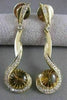 ESTATE 6.65CTW DIAMOND ROUND CITRINE 18K YELLOW GOLD HANGING EARRINGS 50MM #2313