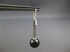 LARGE .36CT DIAMOND & AAA TAHITIAN PEARL 14KT WHITE GOLD BEZEL HANGING EARRINGS