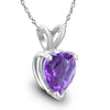 1.03CT AAA AMETHYST 14KT WHITE GOLD HEART SHAPE SOLITAIRE LOVE FLOATING PENDANT