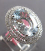 EXTRA LARGE 6.35CT DIAMOND & AAA AQUAMARINE 18KT WHITE GOLD OVAL ENGAGEMENT RING