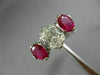 ANTIQUE 3.51CT OLD MINE DIAMOND & AAA RUBY PLATINUM THREE STONE ENGAGEMENT RING