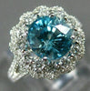ESTATE LARGE 5.50CT DIAMOND & BLUE ZIRCON 18KT WHITE GOLD FLOWER ENGAGEMENT RING