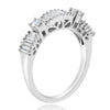 1.03CT DIAMOND 18KT WHITE GOLD ROUND & BAGUETTE CLASSIC WEDDING ANNIVERSARY RING