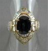 ANTIQUE LARGE 5.70CT DIAMOND & AAA EXTRA FACET SAPPHIRE 18KT YELLOW GOLD RING