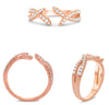 ESTATE .33CT DIAMOND 14KT ROSE GOLD 3D ROUND OPEN FLORAL MULTI ROW FUN RING