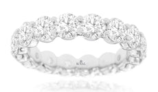 LARGE 5.0CT DIAMOND 14KT WHITE GOLD ROUND SHARED PRONG ETERNITY ANNIVERSARY RING