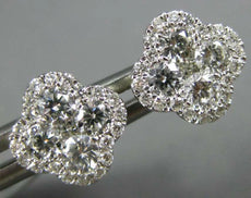 ESTATE .75CT DIAMOND 18KT WHITE GOLD ROUND INVISIBLE 4 LEAF CLOVER STUD EARRINGS