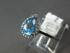 1.17CT DIAMOND & AAA BLUE TOPAZ 14K WHITE GOLD PEAR SHAPE & ROUND HALO LOVE RING
