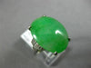 ESTATE LARGE .90CT DIAMOND & AAA JADE PLATINUM 3D FILIGREE LUCKY ENGAGEMENT RING