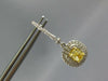1.38CT WHITE & FANCY YELLOW DIAMOND 18K WHITE GOLD CUSHION HALO HANGING EARRINGS