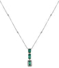 3.98CT DIAMOND & AAA EMERALD 18KT 2 TONE GOLD EMERALD CUT & ROUND LOVE NECKLACE