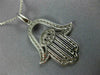 LARGE 1.03CT DIAMOND 14KT WHITE GOLD HAMSA LUCKY PENDANT #22067