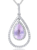 3.27CT DIAMOND & AAA PINK ROSE QUARTZ 14KT WHITE GOLD PEAR SHAPE & ROUND PENDANT