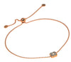 .09CT DIAMOND 18KT WHITE & ROSE GOLD 3D SOLITAIRE FLOWER ADJUSTABLE FUN BRACELET