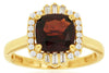 2.96CT DIAMOND & AAA GARNET 14K YELLOW GOLD ROUND BAGUETTE & CUSHION SQUARE RING