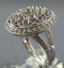 LARGE .80CT DIAMOND & AAA PINK SAPPHIRE 18K WHITE GOLD FLOWER FILIGREE LOVE RING