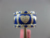 WIDE 1.03CT DIAMOND & BLUE ENAMEL 18KT WHITE GOLD MULTI HEART ETERNITY LOVE RING