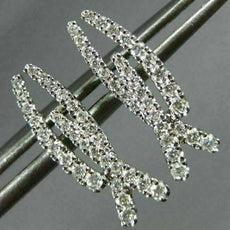 ESTATE .31CT ROUND DIAMOND 18KT WHITE GOLD CLASSIC CRISS CROSS HANGING EARRINGS