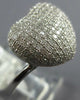 ESTATE LARGE .75CT DIAMOND 14KT WHITE GOLD 3D CLASSIC PUFF HEART LOVE RING