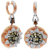 EXTRA LARGE 3.41CT MULTI COLOR DIAMOND 18KT WHITE & ROSE GOLD CIRCULAR EARRINGS