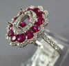 LARGE 1.76CT DIAMOND & AAA RUBY 18KT WHITE GOLD OVAL SEMI MOUNT ENGAGEMENT RING